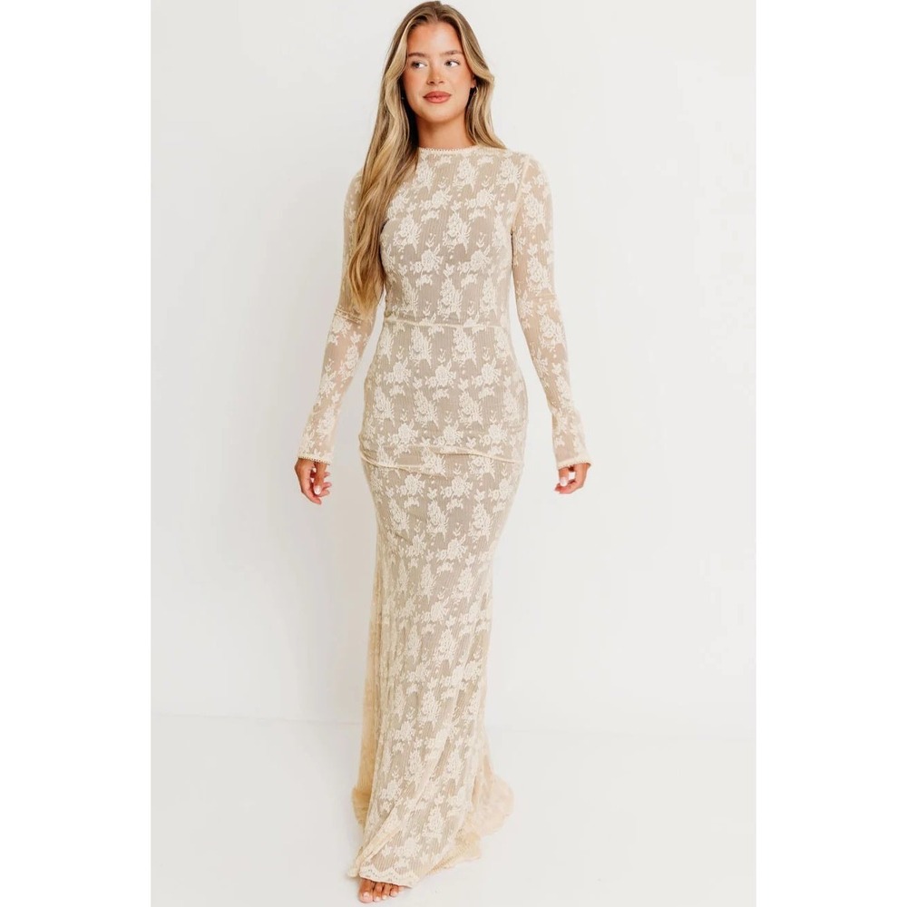 Worth Collective Seraphine Lace Maxi Dress Cream Size Medium